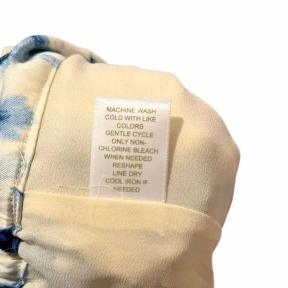 House of Harlow 1960 Tie Dye Wide Leg Satin Flowy Pants Trousers Blue and White - Picture 9 of 11